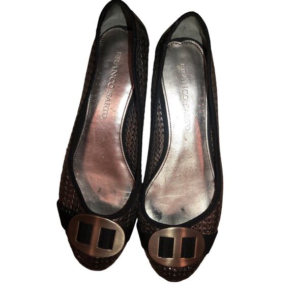 Franco‎ Sarto Silver/Black Perforated Leather Flats Size 8.5M - Picture 3 of 11